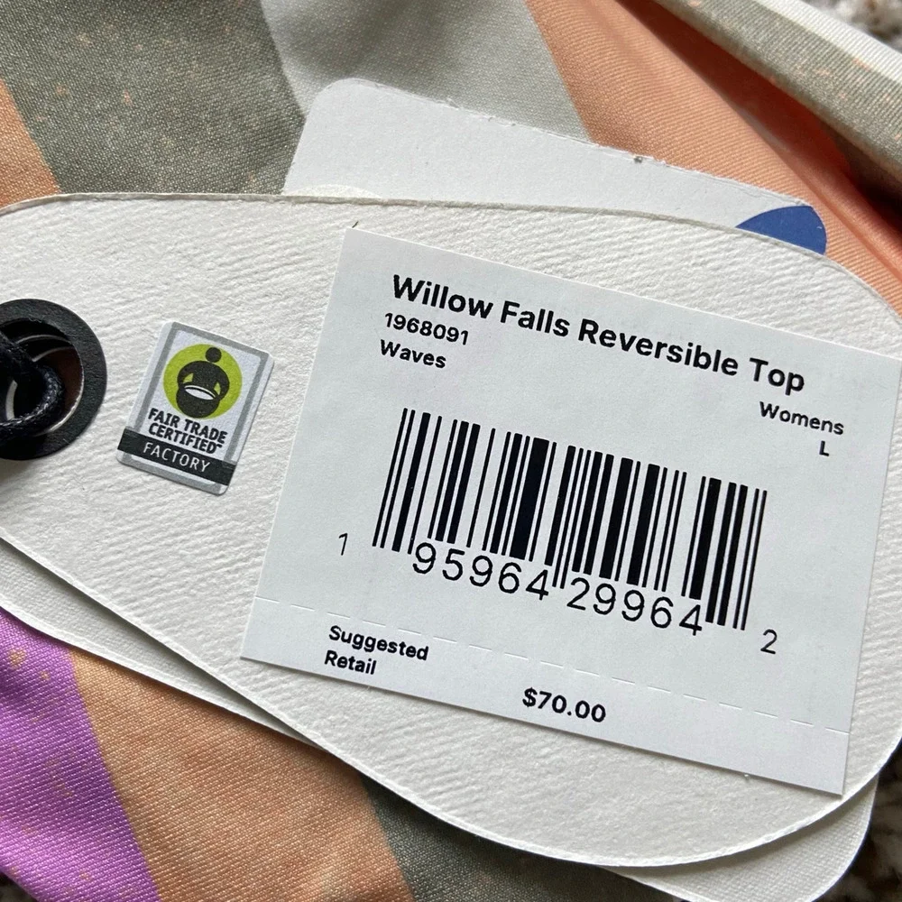 Prana Willow Falls Reversible Swim Top Women's L Waves Bikini Beach Vacation